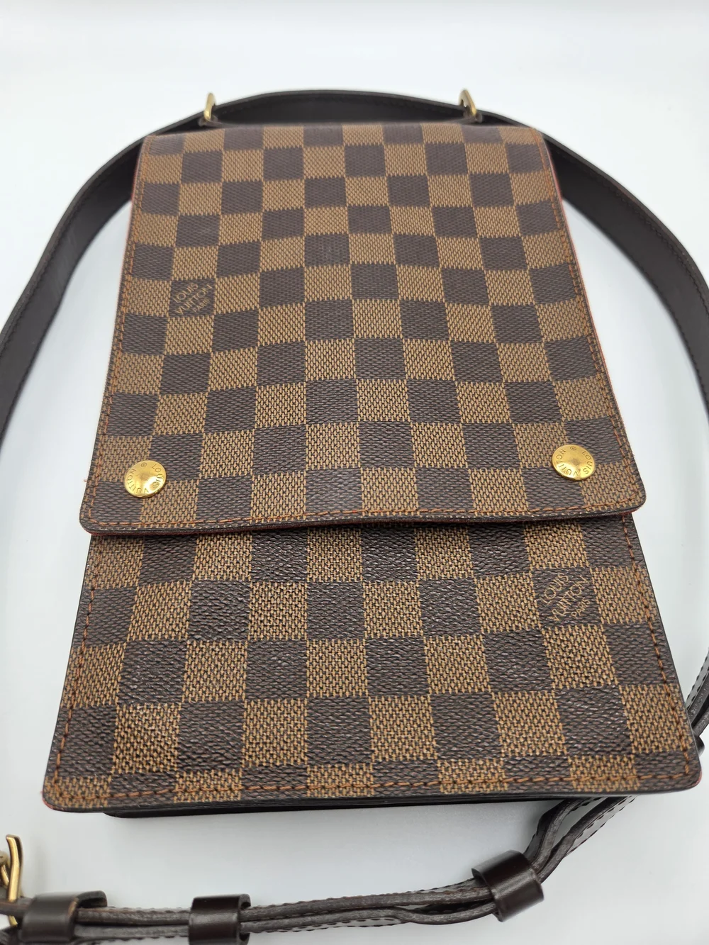 Authentic Louis Vuitton Damier Ebene Brown Portobello Travel Shoulder Bag